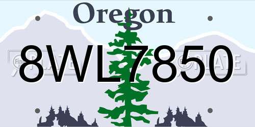 8WL7850 Oregon License Plate
