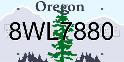 8WL7880 Oregon License Plate