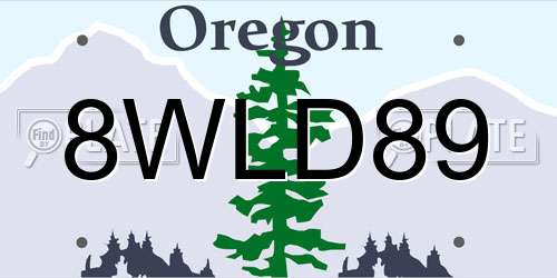 8WLD89 Oregon License Plate