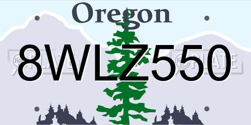 8WLZ550 Oregon License Plate