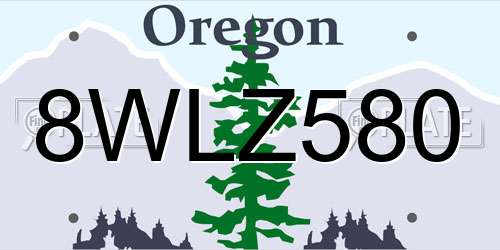 8WLZ580 Oregon License Plate