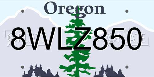 8WLZ850 Oregon License Plate