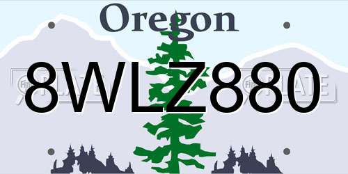8WLZ880 Oregon License Plate