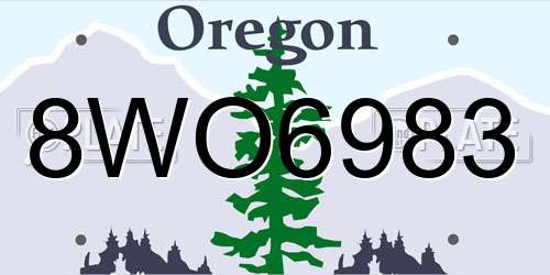 8WO6983 Oregon License Plate