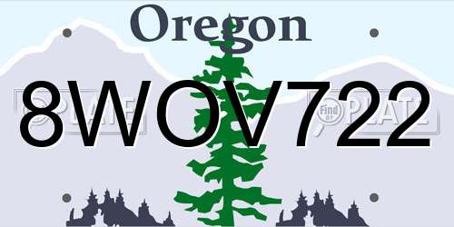 8WOV722 Oregon License Plate