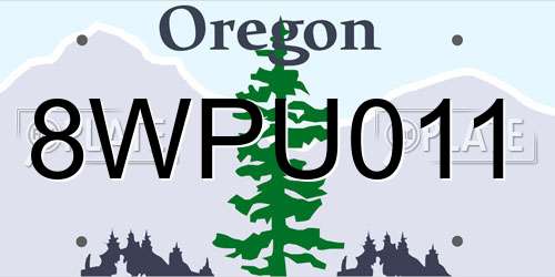 8WPU011 Oregon License Plate