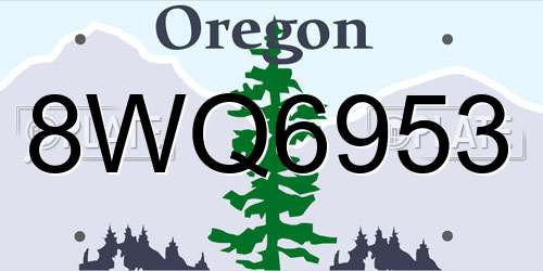 8WQ6953 Oregon License Plate