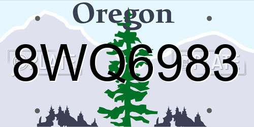 8WQ6983 Oregon License Plate