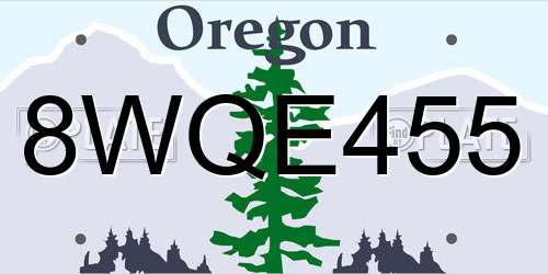 8WQE455 Oregon License Plate
