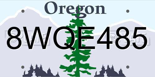8WQE485 Oregon License Plate