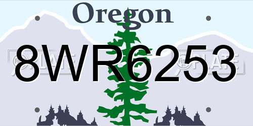 8WR6253 Oregon License Plate