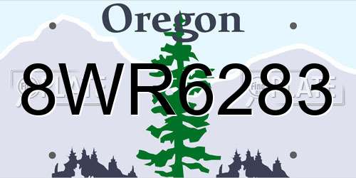 8WR6283 Oregon License Plate
