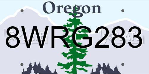 8WRG283 Oregon License Plate
