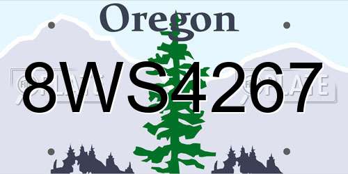 8WS4267 Oregon License Plate