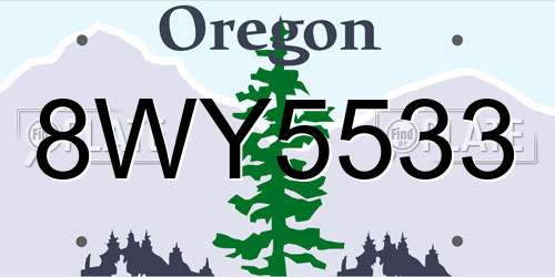 8WY5533 Oregon License Plate