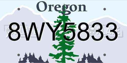 8WY5833 Oregon License Plate