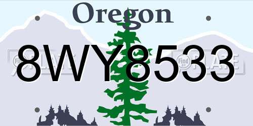 8WY8533 Oregon License Plate