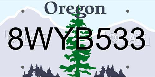 8WYB533 Oregon License Plate
