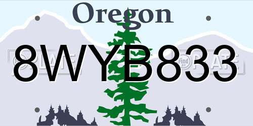8WYB833 Oregon License Plate