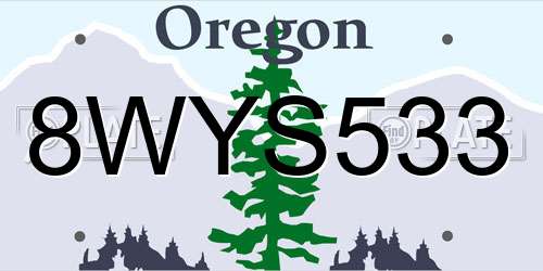 8WYS533 Oregon License Plate