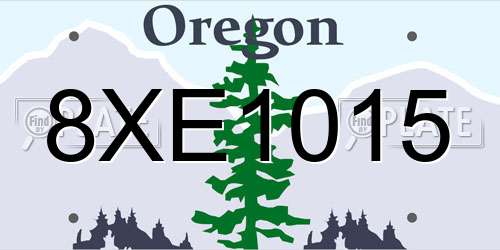 8XE1015 Oregon License Plate