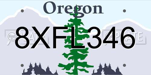 8XFL346 Oregon License Plate