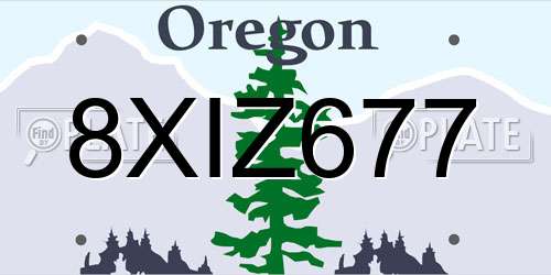 8XIZ677 Oregon License Plate