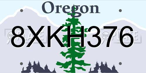 8XKH376 Oregon License Plate