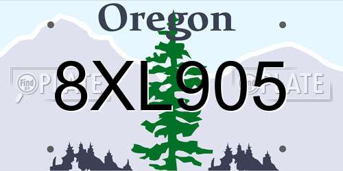 8XL905 Oregon License Plate
