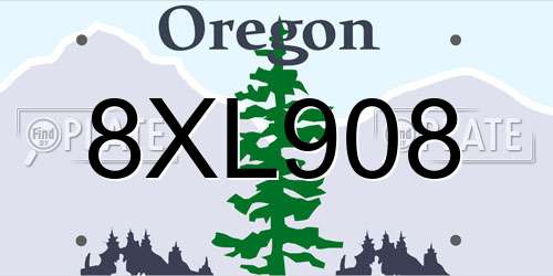 8XL908 Oregon License Plate