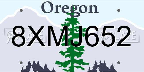 8XMJ652 Oregon License Plate