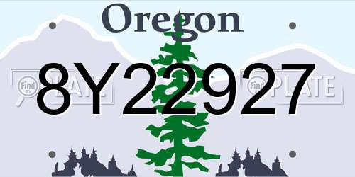 8Y22927 Oregon License Plate