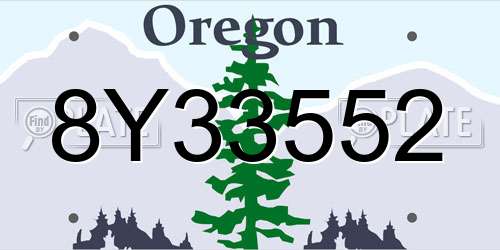 8Y33552 Oregon License Plate