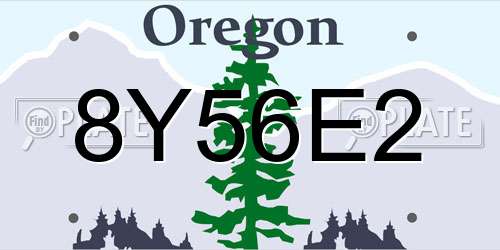 8Y56E2 Oregon License Plate