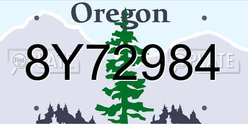 8Y72984 Oregon License Plate