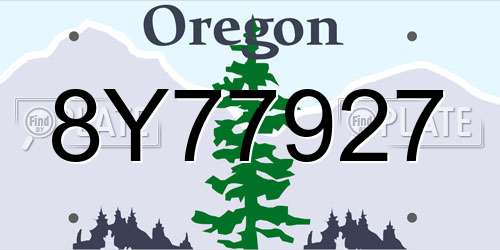 8Y77927 Oregon License Plate