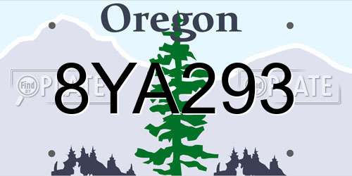 8YA293 Oregon License Plate