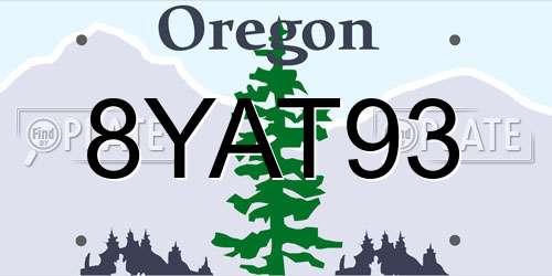 8YAT93 Oregon License Plate