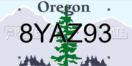 8YAZ93 Oregon License Plate