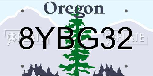 8YBG32 Oregon License Plate