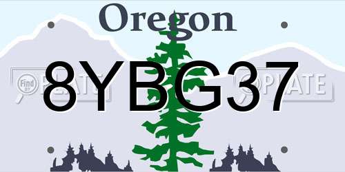 8YBG37 Oregon License Plate