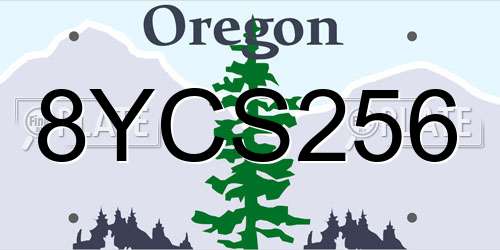 8YCS256 Oregon License Plate