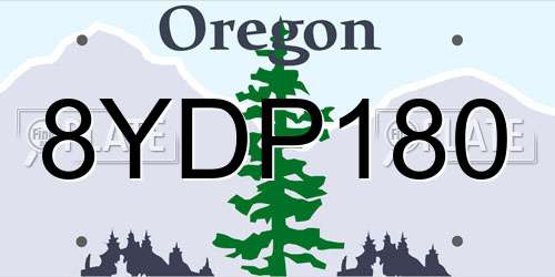 8YDP180 Oregon License Plate