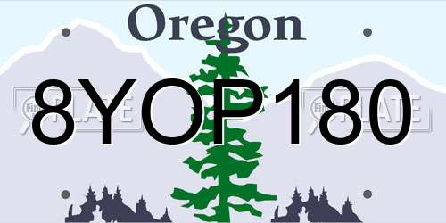 8YOP180 Oregon License Plate