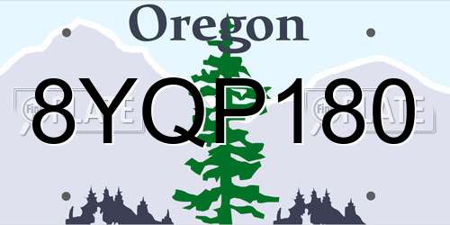 8YQP180 Oregon License Plate