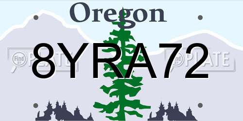 8YRA72 Oregon License Plate