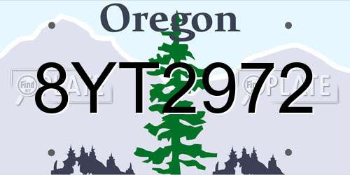 8YT2972 Oregon License Plate