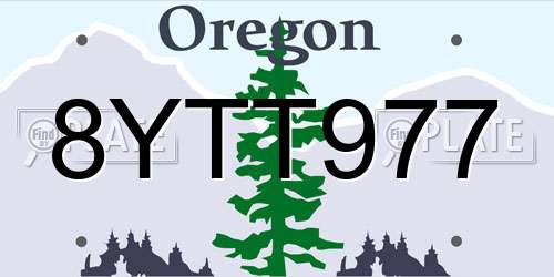 8YTT977 Oregon License Plate