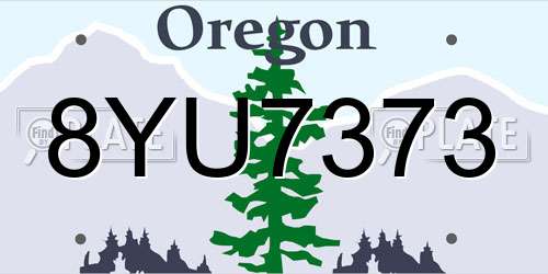 8YU7373 Oregon License Plate
