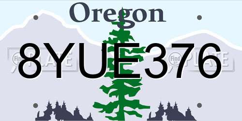8YUE376 Oregon License Plate